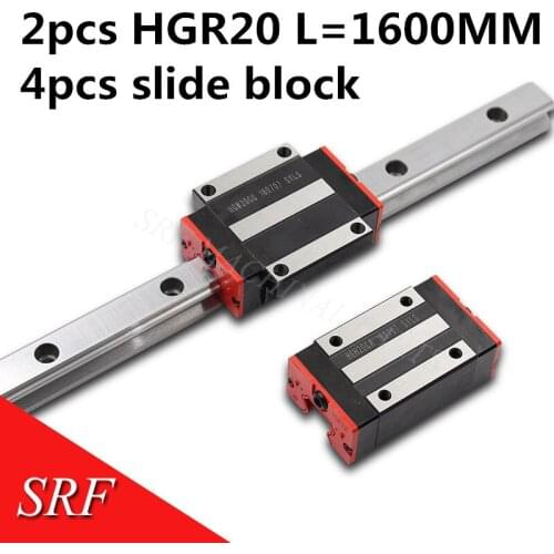 20mm Square guide rail HGR20 2pcs L=1600mm linear motion rail with 4pcs HGH20CA or HGW20CC block carriage
