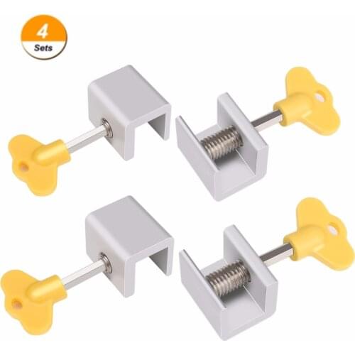 4PCS/Set Sliding Window Locks Stop Door Frame Security Lock with key Anti-theft Baby Kids Child Pet Safety Window Sliding Lock