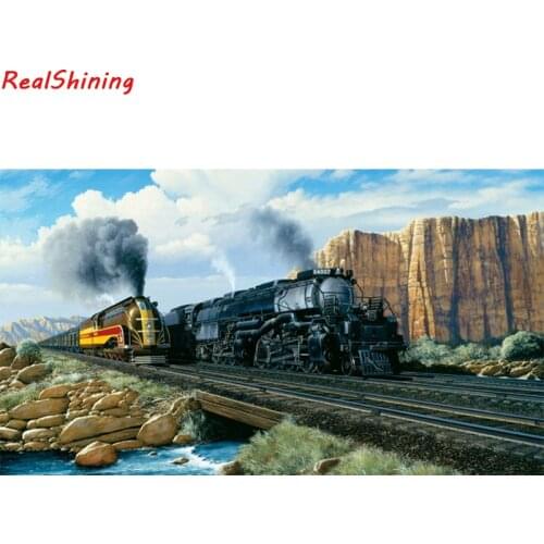 5D Diy Diamond Painting Cross Stitch full Square Diamond Embroidery Retro train picture for room Decor H1247
