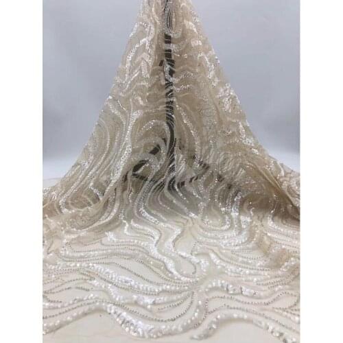 African french lace fabric with beads 5yards SYJ-586819 african tulle lace fabric