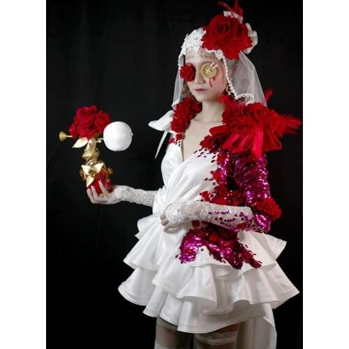 Anime Identity V Vera Nair Scarlet Bride Flower Wedding Suit Elegant Dress Cosplay Costume Halloween Free Shipping New 2020
