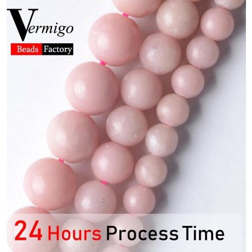 Natural Mineral Beads Pink Opal Round Beads For Jewelry Making 6 8 10mm Spacer Loose Beads Diy Bracelets Jewellery 15‘’ Strand