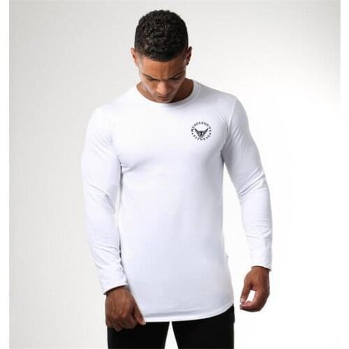 Muscleguys Quick Dry Compression Shirt Slim Fit Tees Men Gyms T-Shirts Bodybuilding Tops Fitness O-Neck Long Sleeve T Shirt