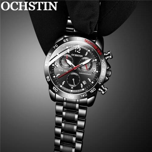 OCHSTIN Man WristWatch Chronograph Auto Date Sport Men Watch Military Top Brand Luxury Black Stainless Steel Male Clock 6123