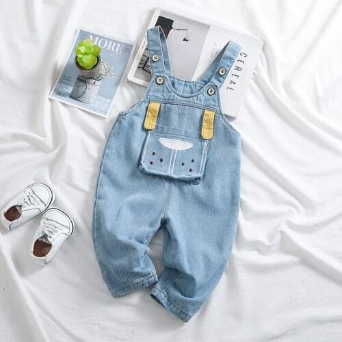 Kids Pants Boys 2021 Spring New Toddler Girls Cartoon Denim Overalls Baby High Quality Jeans Jumpsuits for Boy Children Clothing