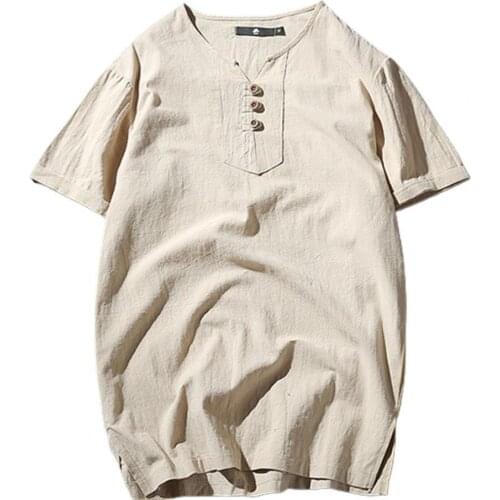 Male T-shirt Summer Soft Stylish Linen Blend Man Loose Short Sleeve Streetwear T-Shirts Oversized mens top 2021