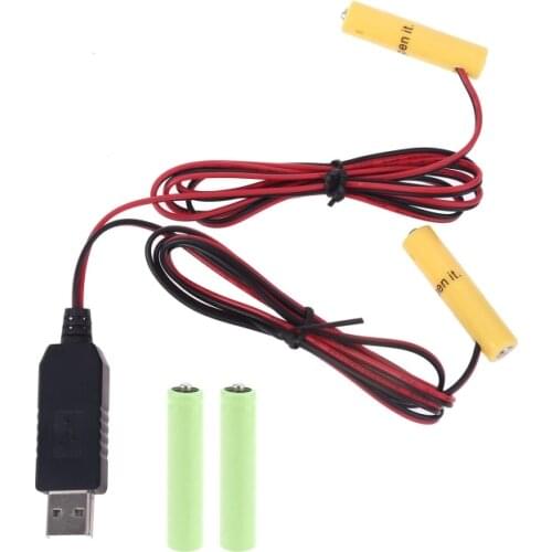 USB to Dual LR6 LR03 Battery Power Supply Cable Replace 2x AA AAA 1.5V Battery R2LB
