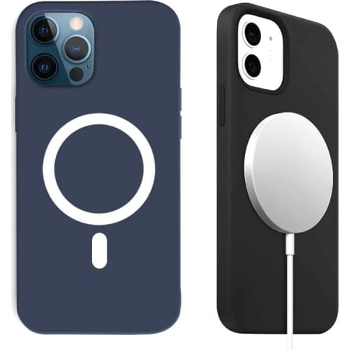 Original Magnetic Case For iPhone 12 Pro Max Mini Soft Silicone Phone Case For iPhone 12 Back Cover Support Wireless Charging