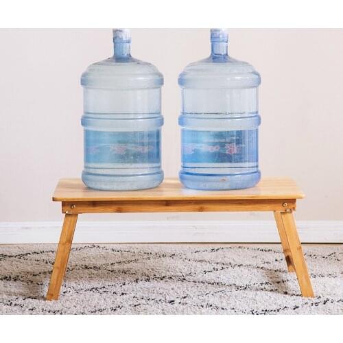 Minimalist modern study table with fan Eco-friendly bamboo lazy laptop stand multi-functional folding smooth mesa small desk