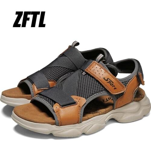 ZFTL Mens Sandals Summer new style Roman open-toed sandals outdoor leisure beach shoes Mens leather sandals Casual Sandals