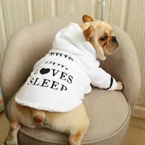 Soft Dog Pajamas White Sleep Wear Outfit for French Bulldog Winter Warm Dog Clothes for Small Dogs Chihuahua Pugs Ropa Perro