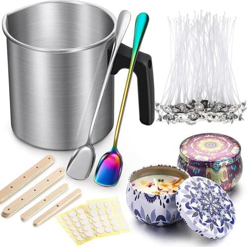 225 Pieces Candle Making Kit ,Candle Making Pouring Pot for DIY Candles Making,Long Handle Spoon,Candle Wicks