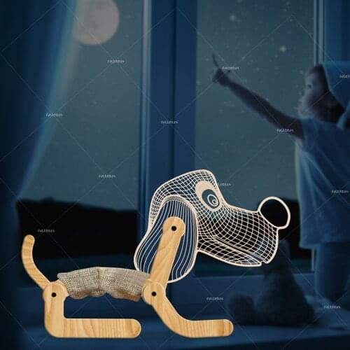 Lovely Cartoon Dog Desk lamp Childrens sleep lamp Bedside Atmosphere Night light Living room Table Light Luminaire USB Plug