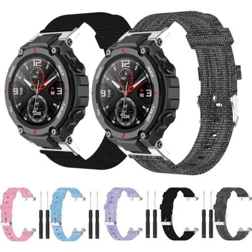 Nylon Canvas Band For Xiaomi Amazfit T-Rex A1918 Smart Watch Strap For Huami Amazfit Ares A1908 Bracelet Replacement Wrist Strap