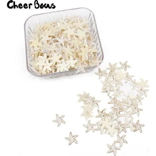 Cheer Bows 20mm Resin Starfish Flatback Simulated Pearl Starfish DIY Jewelry Handcraft Scrapbook Embellishment Crystal Accessory