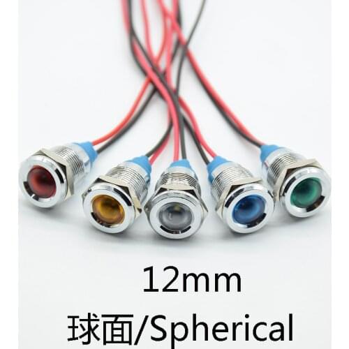 1pc 12mm Waterproof Warning LED Metal Indicator Pilot Light Signal Lamp 6V 12V 24V 220V Machine Car Boat Working PC Power