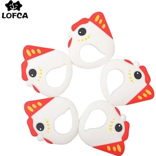LOFCA Baby Teethers Cartoon Chook Pacifier Chain Pendant BPA Free Food Grade Chew Silicone Teethers DIY Baby Teething Toys