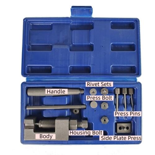 Motorcycle Heavy Chain Breaker Cutter Riveter Tool Kit 520/525/530 Splitter