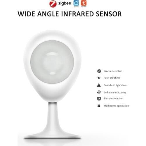 Tuya ZigBee PIR Motion Sensor Home Security Alarm Smart Life APP Remote Monitor Push Wireless Notification 120° Detector System