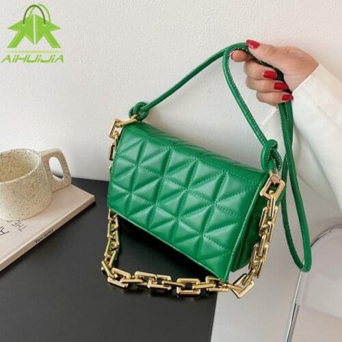 Soft Pu Leather Chain Shoulder Bag Brand Design Casual Women Purses and Handbag Green Clutch Tote Bags for Women High Quality