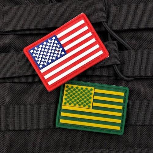 T-N American Flag Stars Stripes Left Shoulder PVC Armband Army Fans Tactical Military Badge Rubber Hook Face Stickers Patches