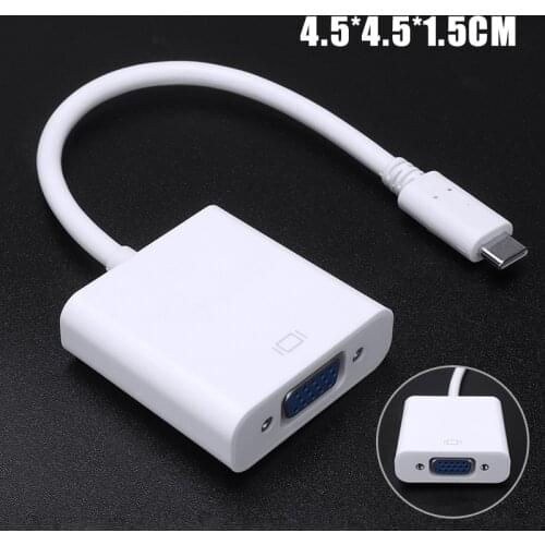 Type-C USB 3.1 to VGA Monitor/Projector Adapter Cable Converter Male to Female Audio Data Cable Type-C to VGA Adapter Converter