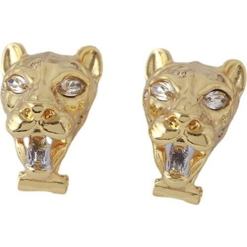 Europe and the United States jewelry wholesale three-dimensional gold leopard shape set small drill earrings