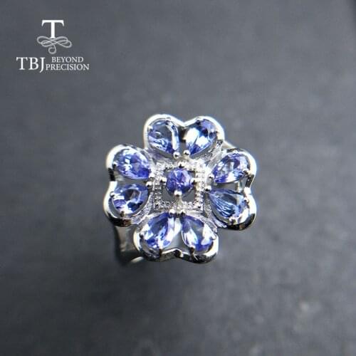 TBJ, 100% real blue tanzanite gemstone Ring 925 sterling silver fine jewelry for women wife mother day gift