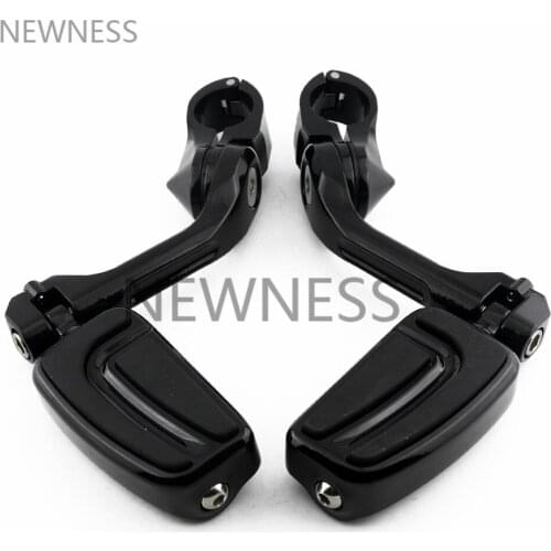 1 1/4" 32mm Motorcycle Highway Foot Pegs Black Adjustable Engine Guard Long Angled Footrest Mount For Harley Yamaha Honda Suzuki