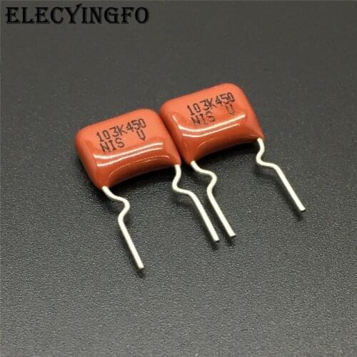 10Pcs/100Pcs Japan NISSEI CBB capacitor MMCF 450V 103 K 10% 0.01uF 10nF Pitch=7.5mm Metallized polyester film capacitor