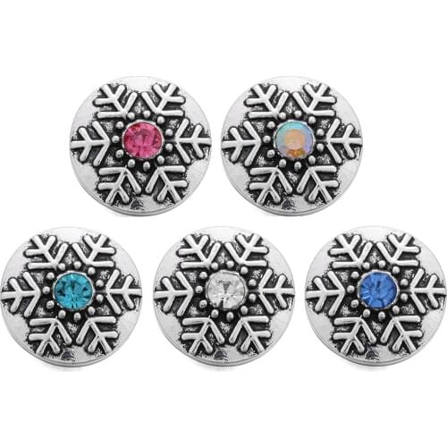 10pcs/lot New Christmas Snap Button Jewelry Crystal Snowflake 18MM Snap Buttons for Snap Bracelet for Women Christmas Gift