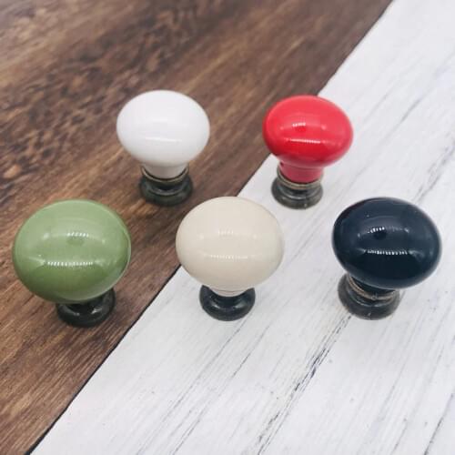 10x Children Drawer Knobs Round Colorful Ceramic Handles for Kids Room Kitchen Cabinet Handles Cupboard Knobs Furniture Hardware