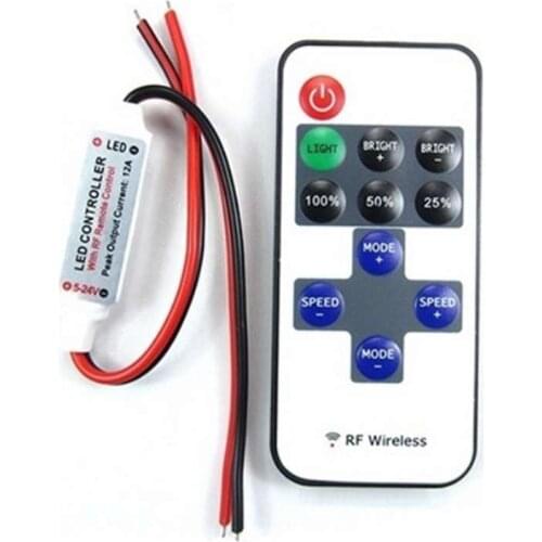 12V Wireless RF Remote Switch Dimmer Controller for Single Color Strip Lighting Mini LED Strip Light Lamp