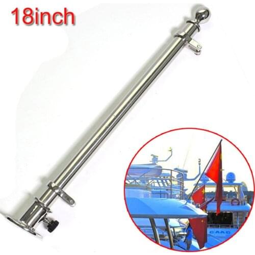 18" 457mm Marine Boat 316 Stainless Steel Deck Flag Pole with Socket Base