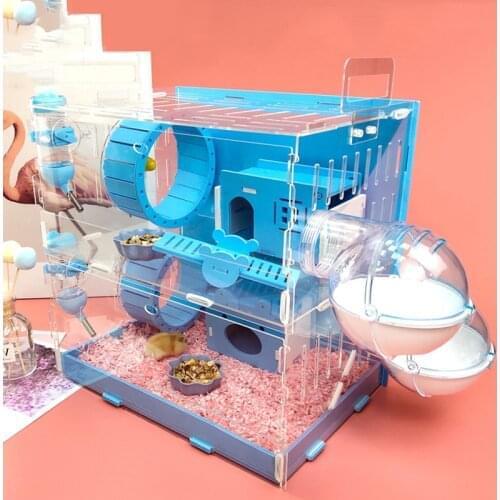 2020 New Double Hamster Cage Large Size Dutch Pig Cage Acrylic Pet Nest Small Pet With 30x20x30cm