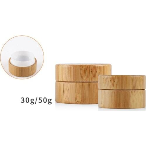 300pcs 5/10/30/50g High Qualtiy Bamboo Bottle Cream Jar Nail Art Mask Cream Refillable Empty Cosmetic Makeup Container Bottle
