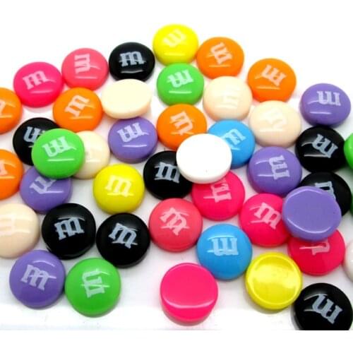 50Pcs 14mm Mixed Resin Decoration Crafts Letter M Bead Flatback Cabochon Scrapbook DIY Accessories Buttons
