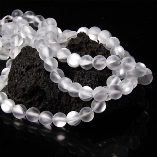 6 8 10mm Frosted Austria Grey Silver Crystal MoonStone Glitter Round Loose Glass Beads For Jewelry Making Diy Bracelet Necklace