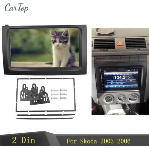 2DIN Car Radio Fascia for 2003 2004 2005 2006 Skoda Fabia Frame Stereo DVD Player Dash Fitting Kit Facia Face Plate Double Din