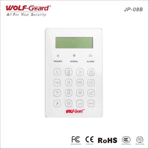 Wireless Password Keypad,Touch Keypad Enables Dot-matrix LCD Screen with Clock Display for Burglar Alarm System