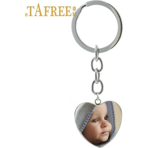 TAFREE Custom heart Keychain Photo Of Your Mum Dad Baby Children Grandpa Parents Custom designed Photo Jewelry NA01