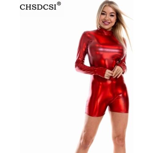 CHSDCSI Long Sleeve Bodysuit Women Streetwear Shorts Skinny Playsuit Club Ladies Summer Sexy Bodysuits Sexy Femme Rompers