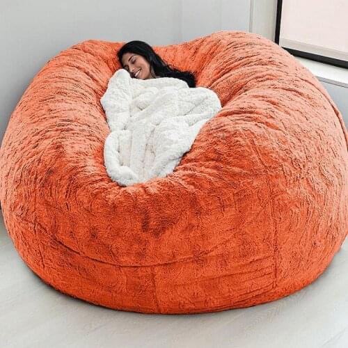 Dropshiping Fur Soft Bean Bag Sofa Cover Living Room Furniture Party Leisure Giant Big Round Fluffy Faux Cushion Bed