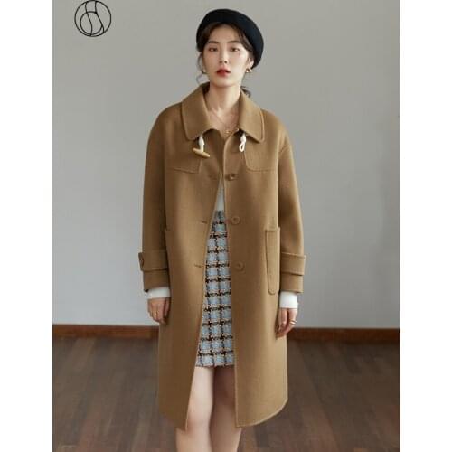 DUSHU Womens Camel Coats