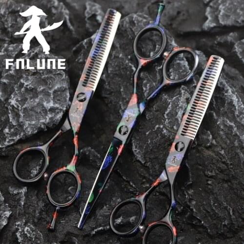 FnLune 6.0 Japan Steel Professional Hair Salon Scissors Cut Barber Accessories Haircut Thinning Shear Hairdressing Tool Scissors