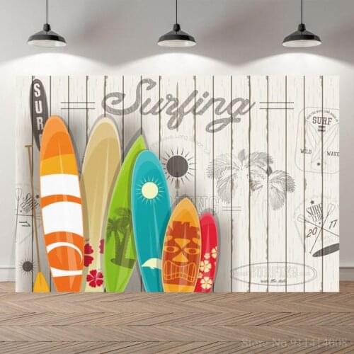 Summer Surfing Gray Wood Photography Backdrops Sportsman Surfboad Beach Holiday Party Photo Background For Photo Studio