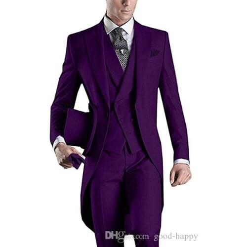 Purple/White/Black/Grey/Light Grey/Burgnury Men Suit Custom Made Tuxedo Suits Tailcoat Party Terno Masculino Wedding Mens Suits