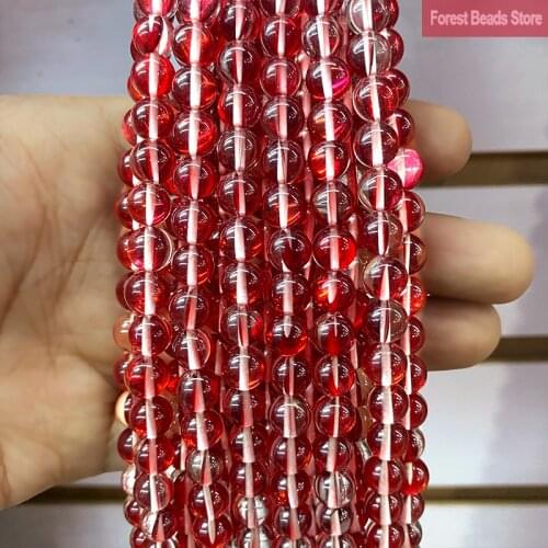 Red Austria Crystal Synthesis Glitter Moon Stone Round Beads for Jewelry Making DIY Bracelet Necklace 15"Strand 6 8 10 12MM