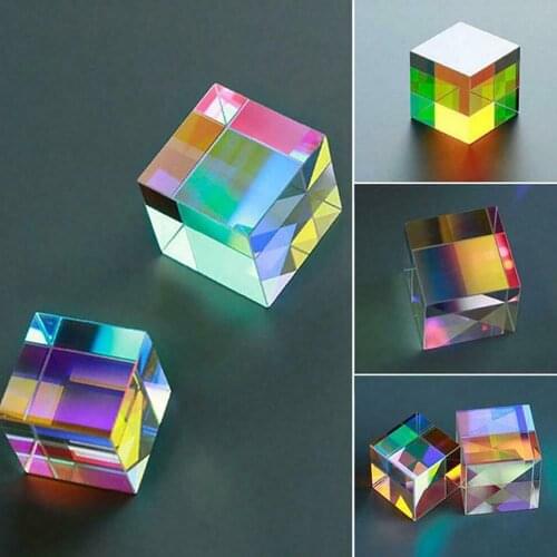 Colorful Defective Cross Dichroic X-Cube Prism Optical Glass Square Prism RGB Combiner Splitter Party Home Ornaments Decoration