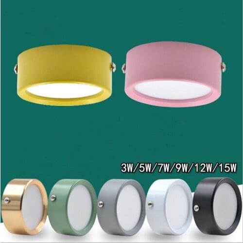 Round Surface Mounted LED Downlights 3W 5W 7W 9W 12W 15W Mounted LED Spot Light 220V Down Light black / white / gold/Silver body